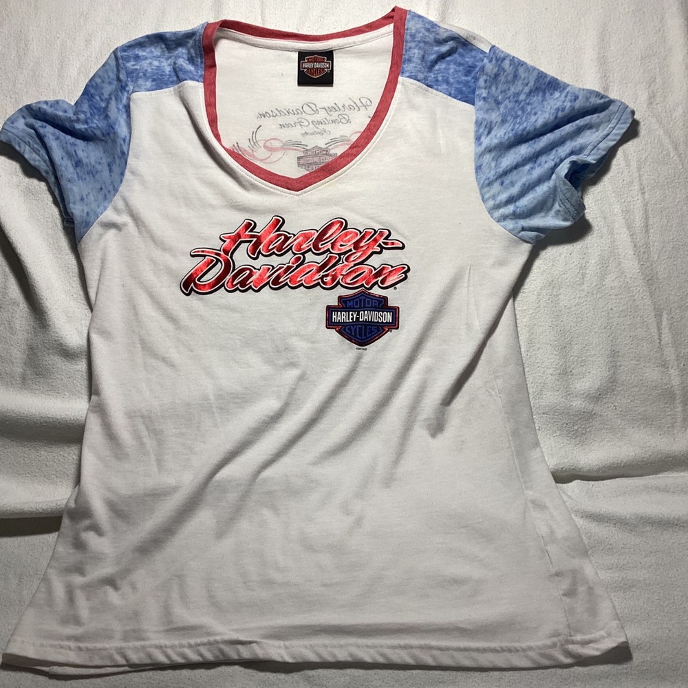 Harley-Davidson Womens Bowling Green Kentucky V-Neck Graphic T-Shirt White L
